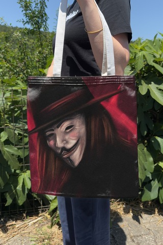 Zipzap V For Vendetta V1 Çift Taraflı Yazlık Kışlık Kanvas Baskı Bez Çanta