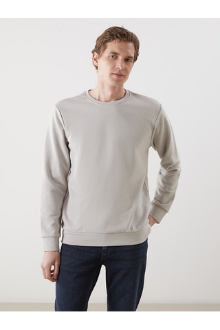 Lcwaıkıkı Basic Gri Bisiklet Yaka Uzun Kollu Erkek Sweatshirt