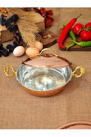 Modabakır Bakır Kapaklı Tava 16 Cm Model:5655555 Bakır