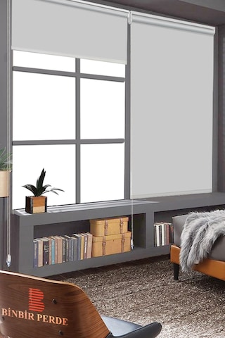 Düz Gri Stor Perde Ev&ofis Perdesi Kolay Montaj Aluminyum Sistem Güneşlik Işık Kontrolü