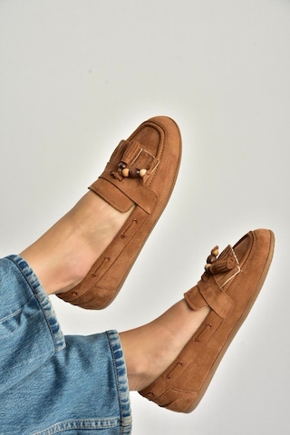 Fox Shoes Y602347002 Taba Süet Püsküllü Kadın Günlük Ayakkabı Taba
