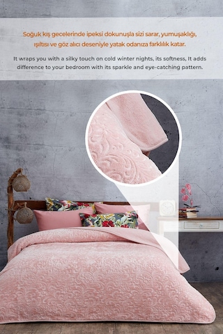 Evlen Home 3 Kg Embos Baskılı Pamela Kalın Çift Kişilik Battaniye 230x240 Cm Pudra Pudra