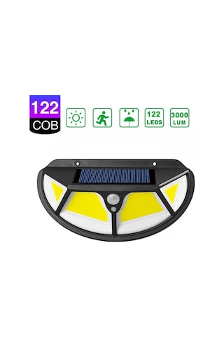 Technojet 122 Ledli Oval Cob Led Solar Güneş Enerjili Bahçe  Lamba