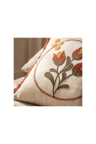 Premium Punch Nakış Kırlent 40 Cm X 40 Cm - 1 Adet Açık Beyaz Boyut