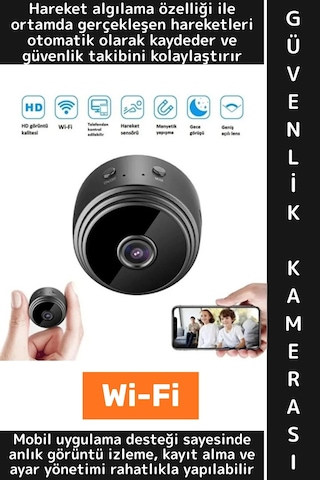 Premium Mobil Uygulamalı Gece Görüşü Bebek Çocuk Odası Ev Ofis Şık Hd Wi-fi Mini Güvenlik Kamerası
