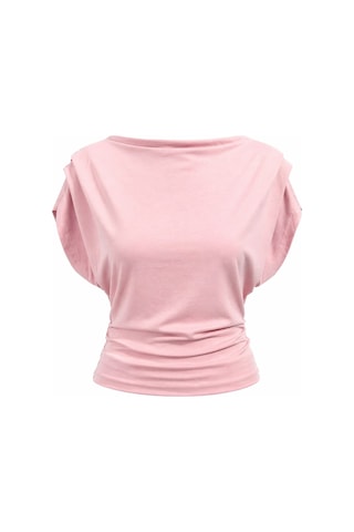 Mixray 2093 Kadın Dökümlü Bluz Geniş Paça Pantolon İkili Takım Pembe
