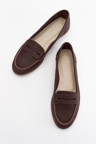Luvishoes F02 Kahve Cilt Hakiki Deri Kadın Babet Kahverengi