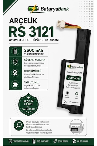 Arçelik Rs 3121 Uyumlu Robot Süpürge Bataryası 10.8v / 11.1v 2600mah Şarj Edilebilir Li-ion Pil