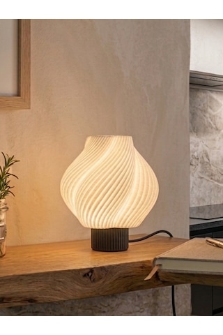 Krema - Modern Masa Ve Gece Lambası Ambiyans Lambası, Dekoratif Led Abajur Beyaz