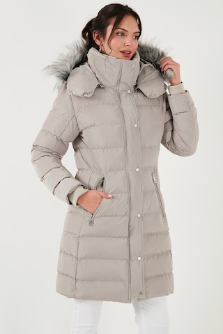 Lela Regular Fit Çıkarılabilir Kapüşonlu Fermuarlı Cepli Şişme Bayan Mont 497Emily Taş