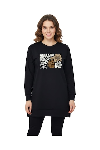 Caftan Kadın Sıfıryaka Önü Nakışlı Tunik Bgl-st05085 Siyah