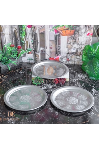 20 Cm Servis Sunum Tepsisi 430 Kalite Krom Çelik Fırına Uygun, Kararma Yapmaz, Meze Kebap Kahve Sunumluk Gri