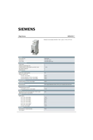 5Sp4191-7 100A 1 Fazlı 70Mm Otomat Anahtarlı Otomatik Sigorta