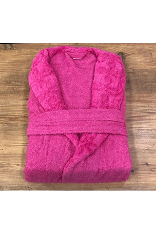 Royam Redline %100 Pamuklu Kısmi Kadife Tekli Bornoz Fuşya
