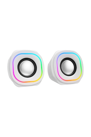 Mikado Md-180 2.0 3w 2 Beyaz Rgb Aydınlatmalı Usb + 3.5mm Usb 5v Speaker Hoparlör