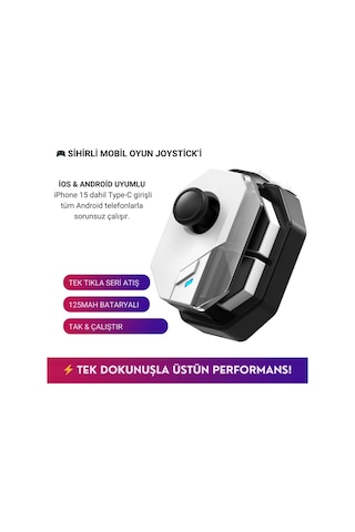 Polham Profesyonel Mobil Oyun Joystick İos & Android Uyumlu, Oyun Kontrol Cihazı, Tak-çalıştır
