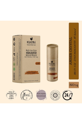 Kuatra Amber Crystal Doğal Bakır Işıltı Highlighter Stick Nemlendirici & Plastiksiz Ambalaj 14