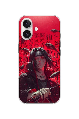 Apple Uyumlu iPhone 16 Şeffaf Kılıf Naruto Itachi Tasarımlı