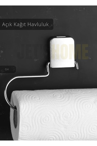 Jet's Home Yapışkanlı Kağıt Havluluk Paslanmaz Peçetelik Çelik Banyo Havluluk Düzenleyici Gri Gri