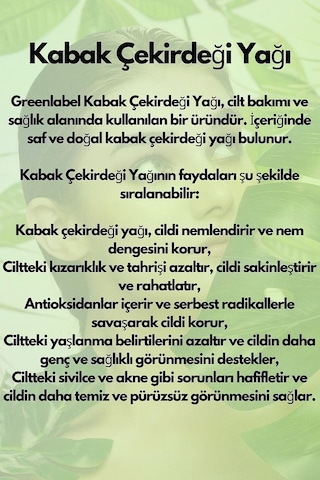 Greenlabel Soğuk Sıkım %100 Doğal ve Saf Kabak Çekirdeği Yağı 180 ML