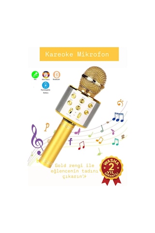 Türkçe Seslendirme Karaoke Mikrofonu Bluetooth Mikrofon Bluetooth Speaker Hoparlör Aux-tf-usb Giriş