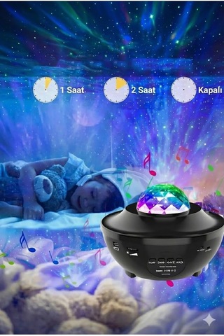 Galaksi Yıldız Projektörü Ve Bluetooth Hoparlör 10 Renk Modlu Okyanus Dalgalı Gece & Disko Lambası Belirtilmemis
