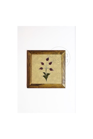 Artavessa Masif Ahşap Çerçeveli Taş Tablo Pano 16 x 16 cm - Ebru Sanatı 4