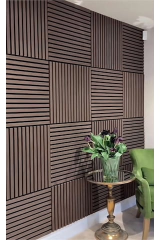 Ceviz 40x40cm Yeni Nesil Akustik Ahşap Duvar Paneli