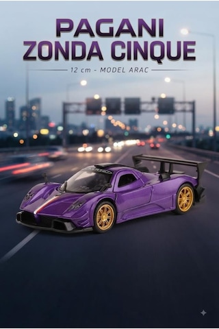 Hobbiez Lisanslı Pagani Zonda Kapıları Açılabilir Model Diecast 1.36 Ölçek Metal Model Araç Mor