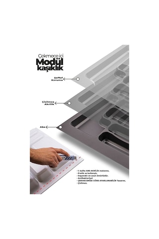62/49 Cm 2'li Takım Cekmece Içi Kasıklık Ve Kepçelik Grı 50/40 Cm Kadar Kesılebılır 