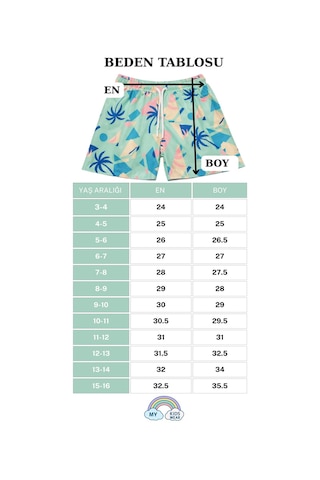 My Kids Wear Erkek Çocuk Degrade Desenli Deniz Şortu 2 Li Set 3-16 Yaş 12422 Beyaz - Mavi