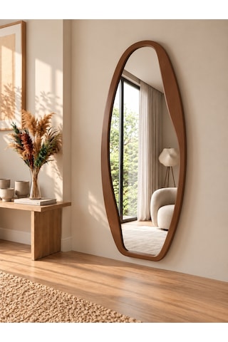 Mirroir Ahşap Çerçeveli Antik Eskitme Vintage Boy Aynası Ceviz