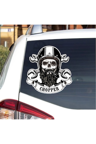 Chopper Kurukafa Sticker - Motosiklet Araba Oto Motor Cam Sticker - 00072 10X9 Cm