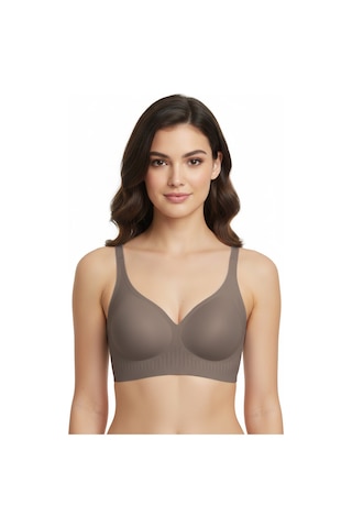 Cottonhill Seamless Bra - Slight Kahverengi Lazer Kesim Dikişsiz Dilim Detaylı Balensiz Kadın Sütyen Kahverengi