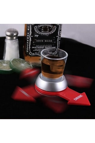 Lemestar Parti Eğlence Spin Çarkı İle 40ml Şişe - Alkollü Oyunlar, Bar Ve Davetler İçin Abs + Cam Malzeme Gri - Kırmızı