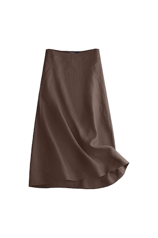 Zanzea Bayan Yaz Casual Yan Fermuarlı Pamuk Keten Etekler Kahverengi