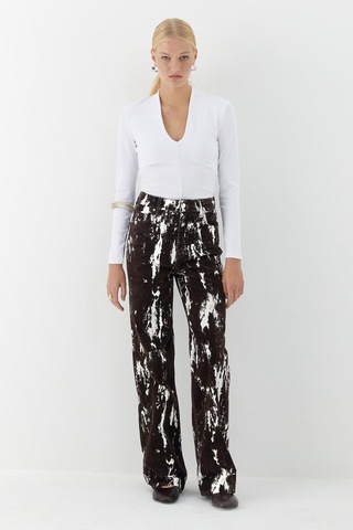 V Yaka Uzun Kollu Body Beyaz Beyaz