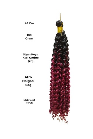 Afro Dalgası Saç Kıvırcık Siyah Koyu Kızıl Ombre