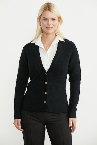 Sementa Şal Yaka Düğmeli Triko Ceket - Siyah