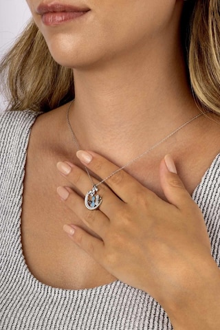 Gümüş Pazarım Firuze Taşlı Yıldızları İzleyen Çift Kedi Kadın Gümüş Kolye Altın - Gümüş