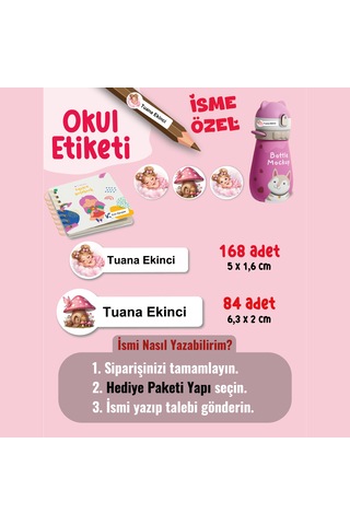 Okul Etiketi Kalem Defter Etiketi Uyuyan Güzel Özel İsim Yazılabilen Etiket - 252adet