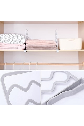 Fortunelane Beyaz Pprahat Kurulumlu Dolap Bölücü Raf - Çanta, Kazak Düzenleyici 1 Adet Beyaz Beyaz