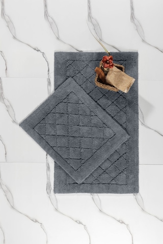 Elart Frio Banyo Halısı Paspas Takımı Pamuklu 2 Adet 60x100 Cm Antrasit Antrasit