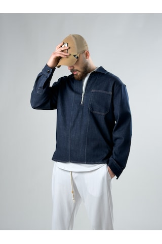 Cocopelli Fermuar Detaylı Denim Ceket Coc2879 Mavi