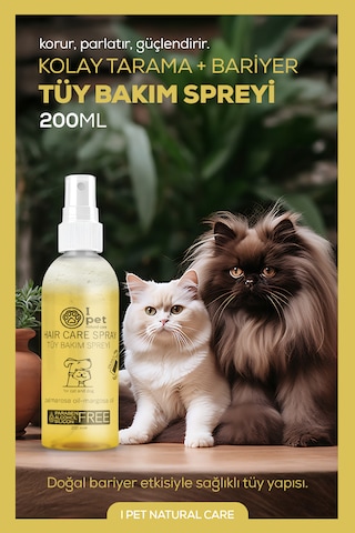 Kedi Köpek Tüy Parlatıcı Ve Kolay Tarama Spreyi 200 Ml Dış Etkenlere Karşı Koruma