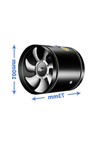 Didadodo Sessiz 4/6/8 İnç Hava Temizleyici Fan - Mutfak, Banyo, Restoranlar İçin Siyah Siyah