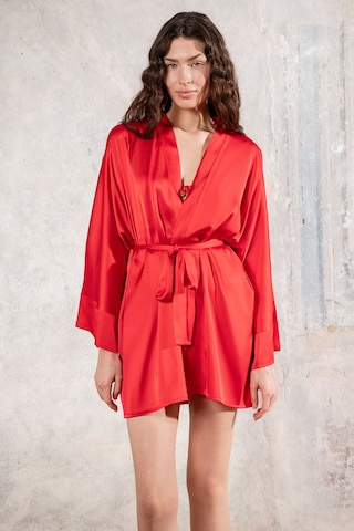 Fumee Kırmızı Kısa Saten Sabahlık / Kimono