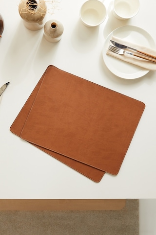 2 Adet Taba Deri Sofra Sunum Tabak Altlığı Supla Amerikan Servisi 40 x 30 CM