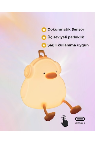 Silikon Ördek Gece Lambası Sarı Işık