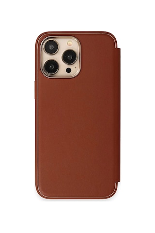 Apple İphone 13 Pro Max Uyumlu Kılıf Dolpin Kapaklı - Kahverengi